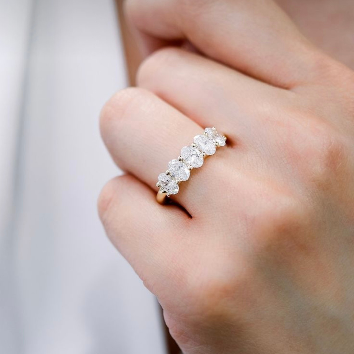 The Kristie Oval Diamond Half Band