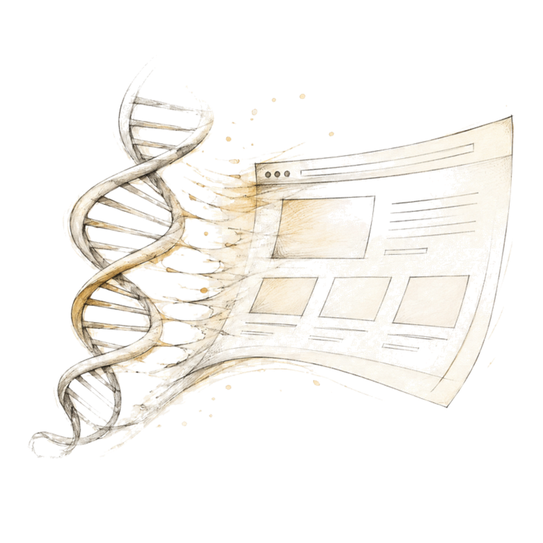 Sketch of a website shaped by business DNA