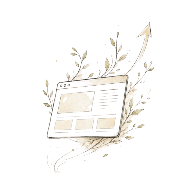 Sketch of a website growing upward after launch