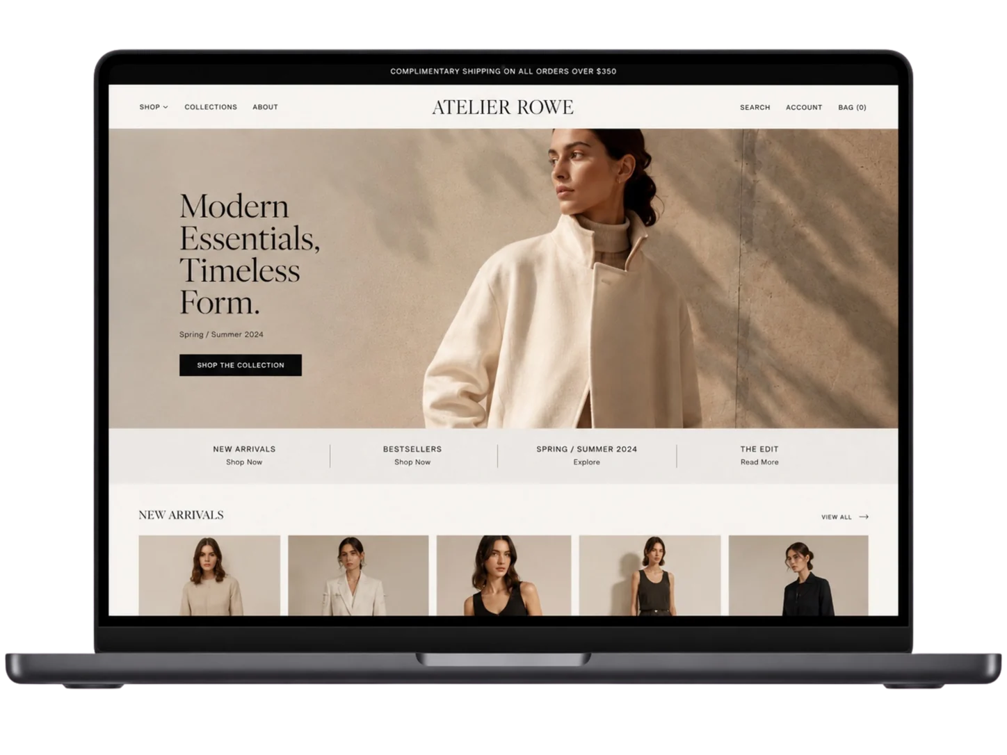 Fashion retail desktop website mockup