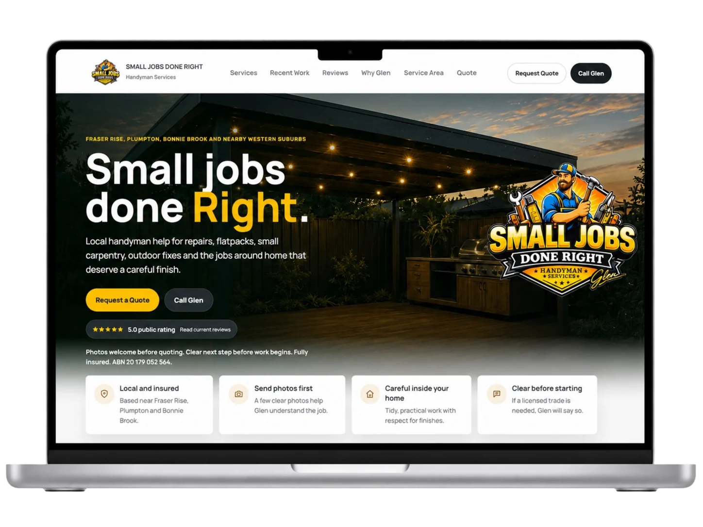 Small Jobs Done Right desktop website preview
