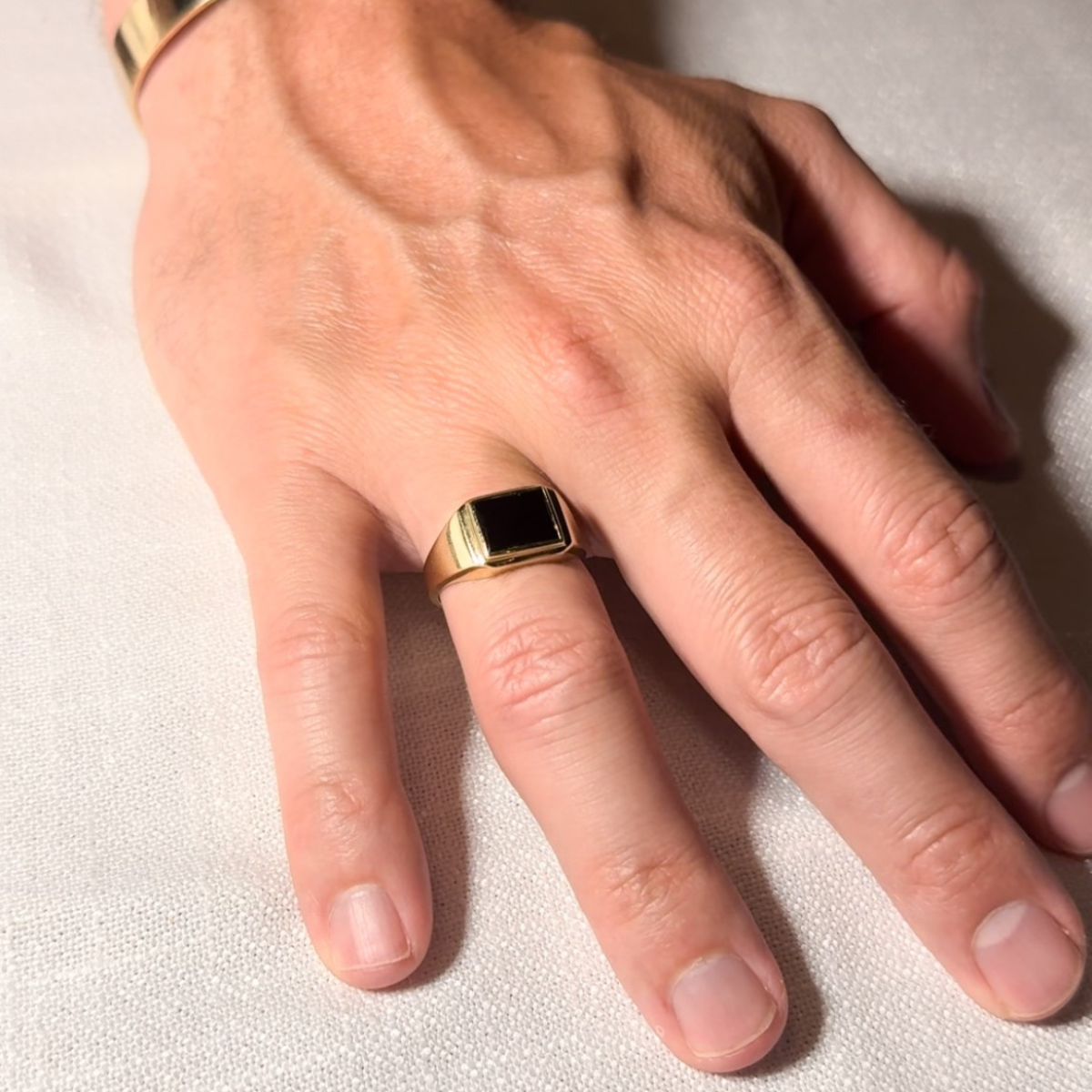 Scott Rectangle Black Onyx Ring